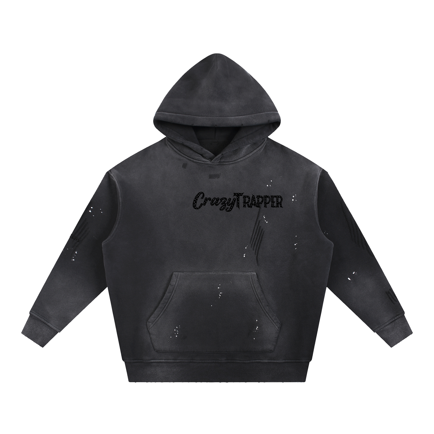 Vintage Washed Frayed Fleece Hoodie